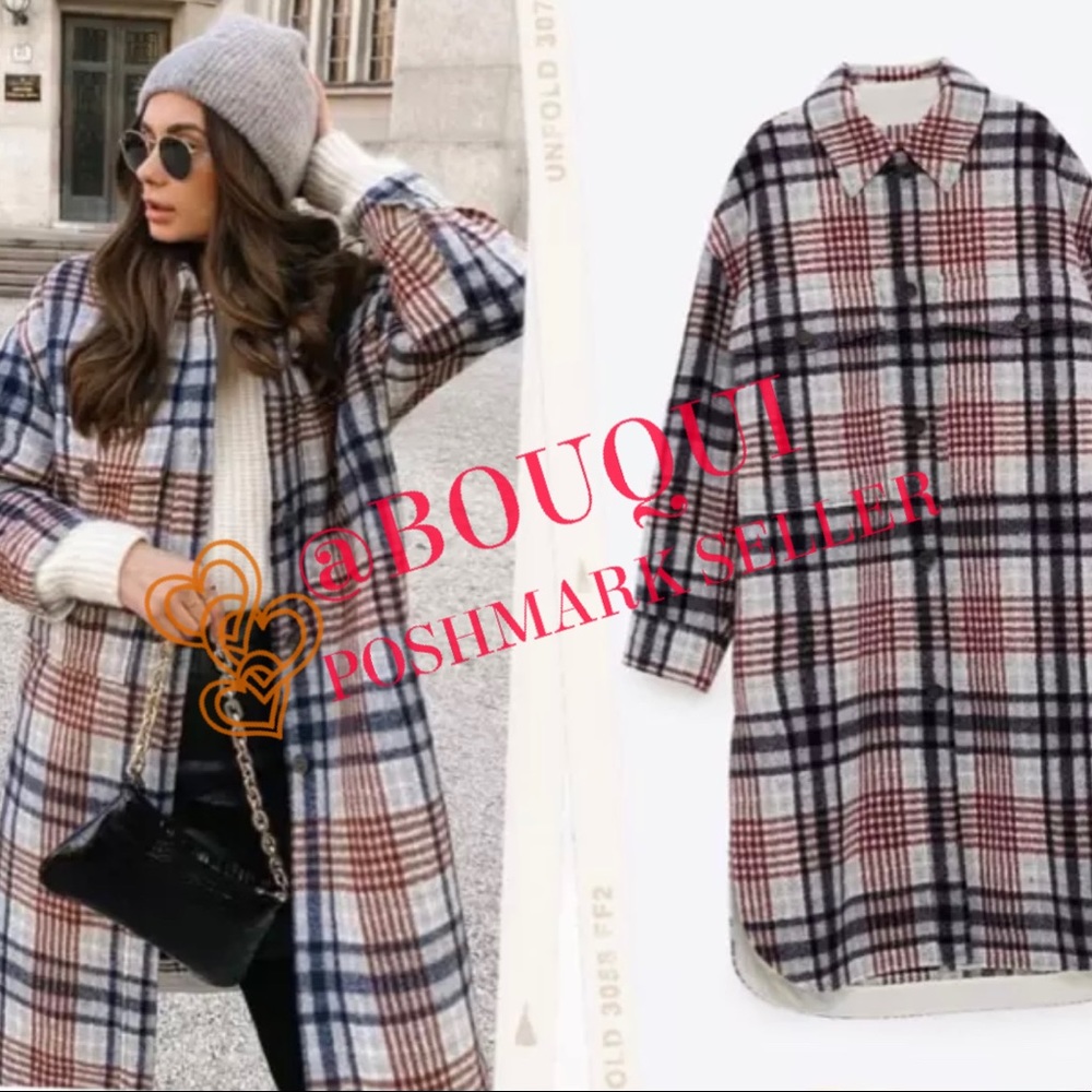 BLOGGERS FAV ZARA LONG PLAID OVERSHIRT COAT